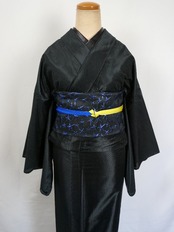 【受注商品】Rumi Rockきもの「バーズアイ」ブラック 　[A148]