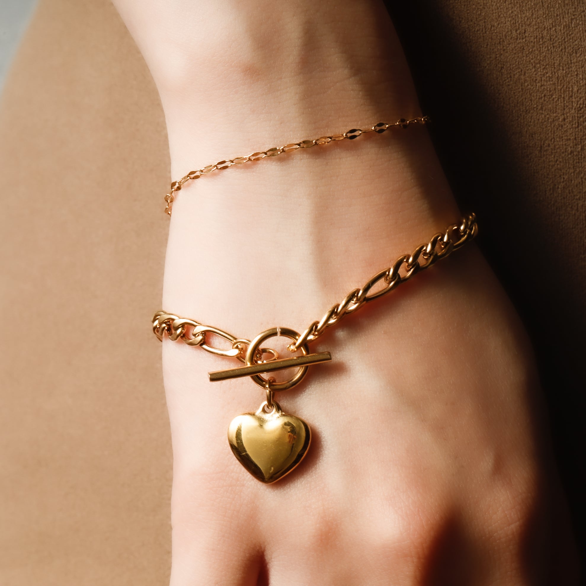 316L heart mantel chain bracelet #b13 | finó（フィノ）