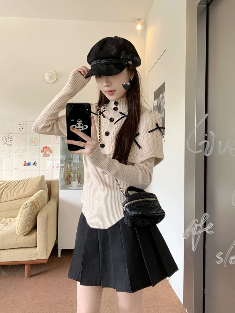 tops】リボン付きニットトップス M27620 | nanastyle