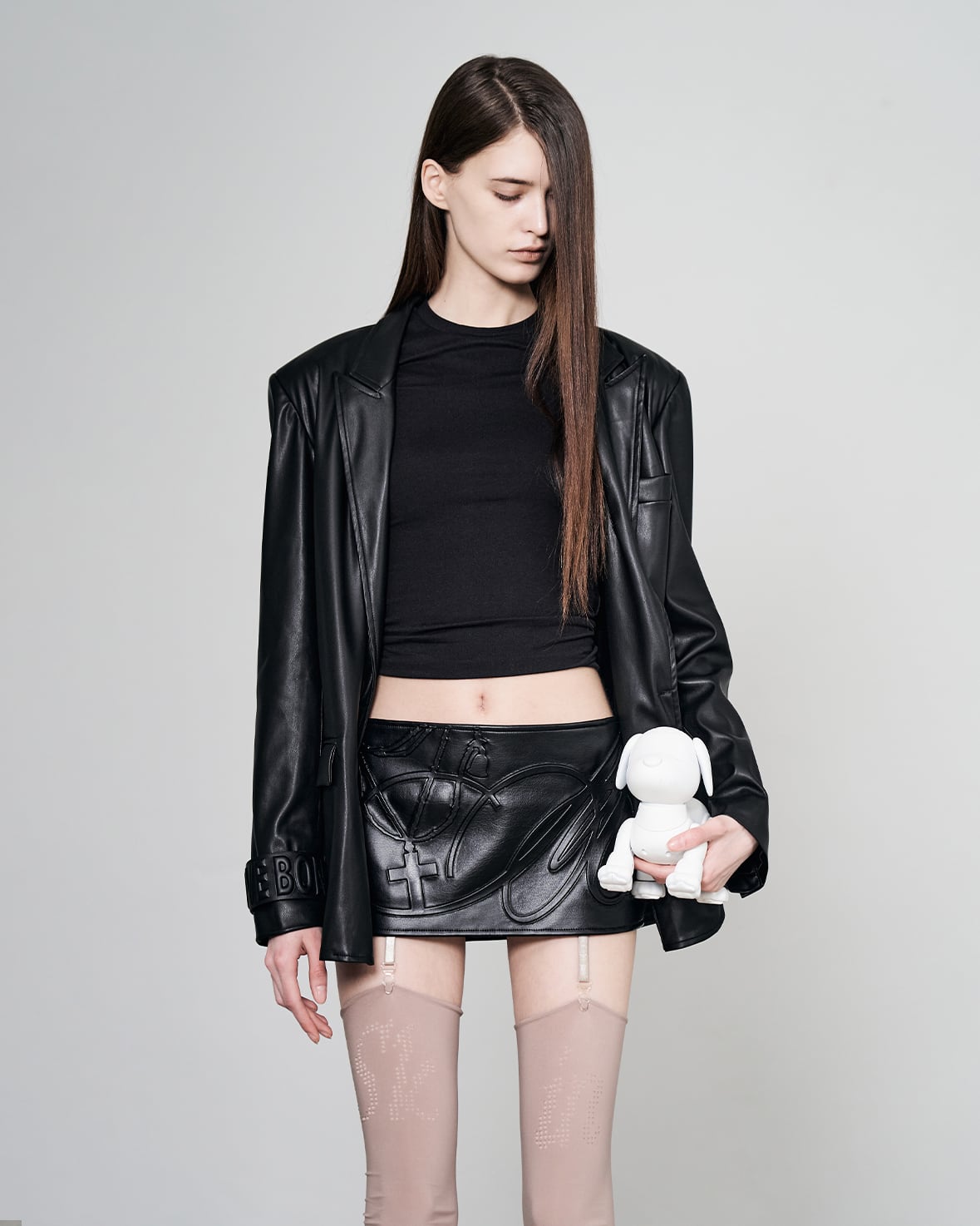 bonnae】Embossed micro pleated skirt (Black) | MINERAL