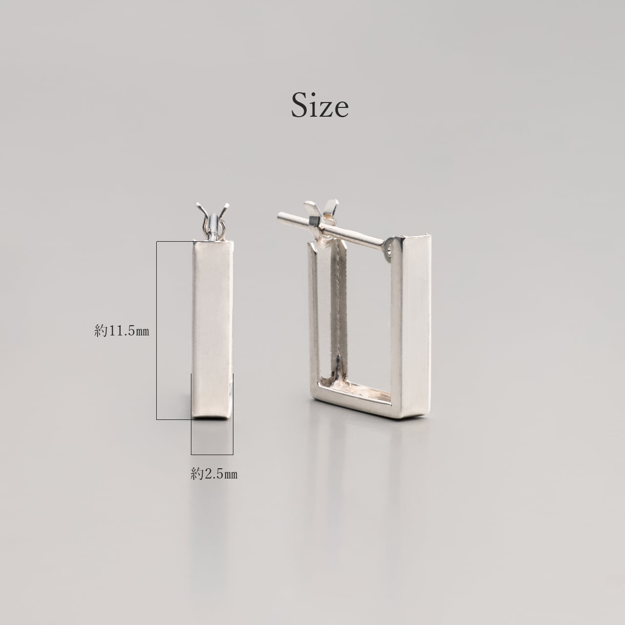 K18ホワイトゴールド レクタングルフープピアス＜Short Type