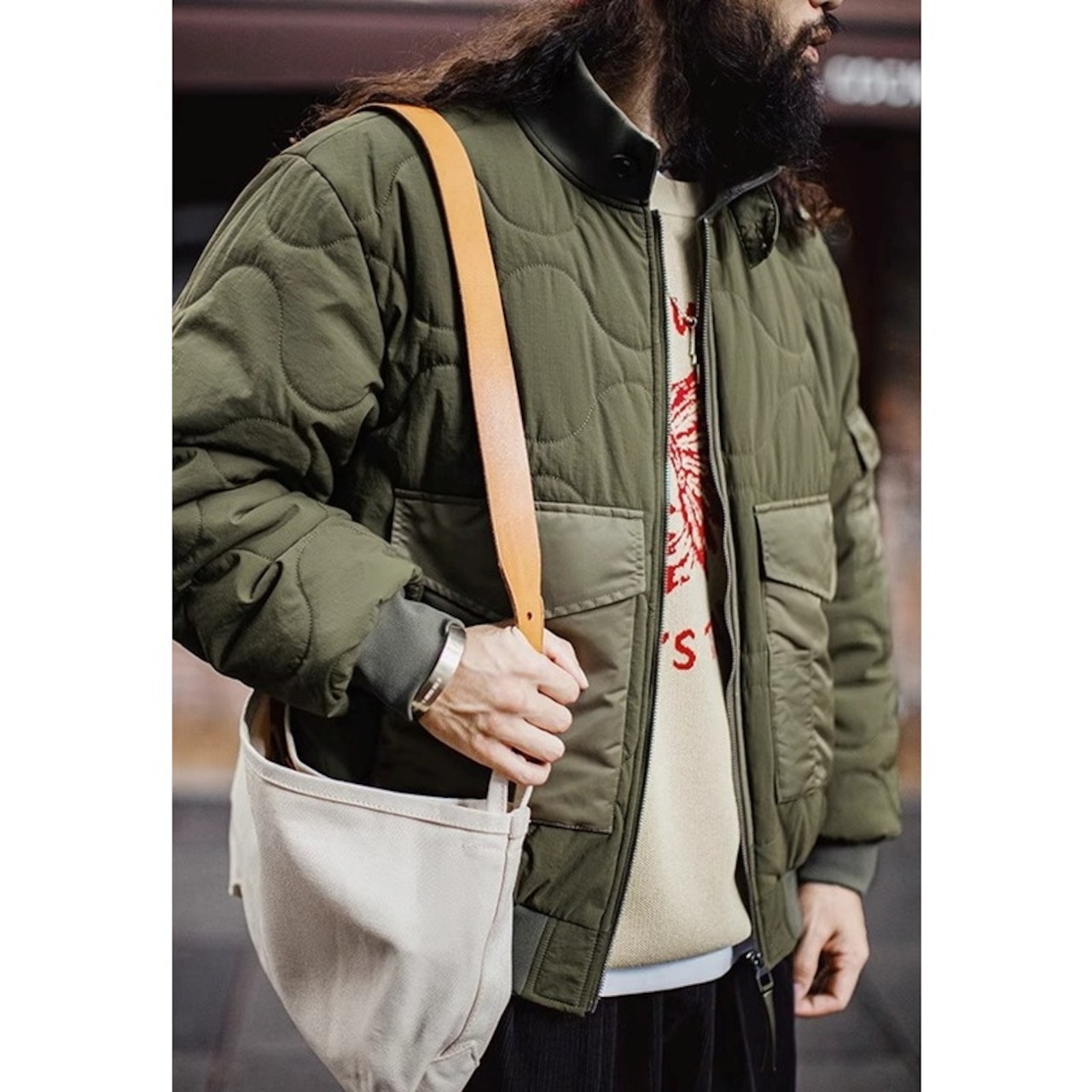 Quilted Zip-Up Long Sleeve Oversized Jacket ◇H0974