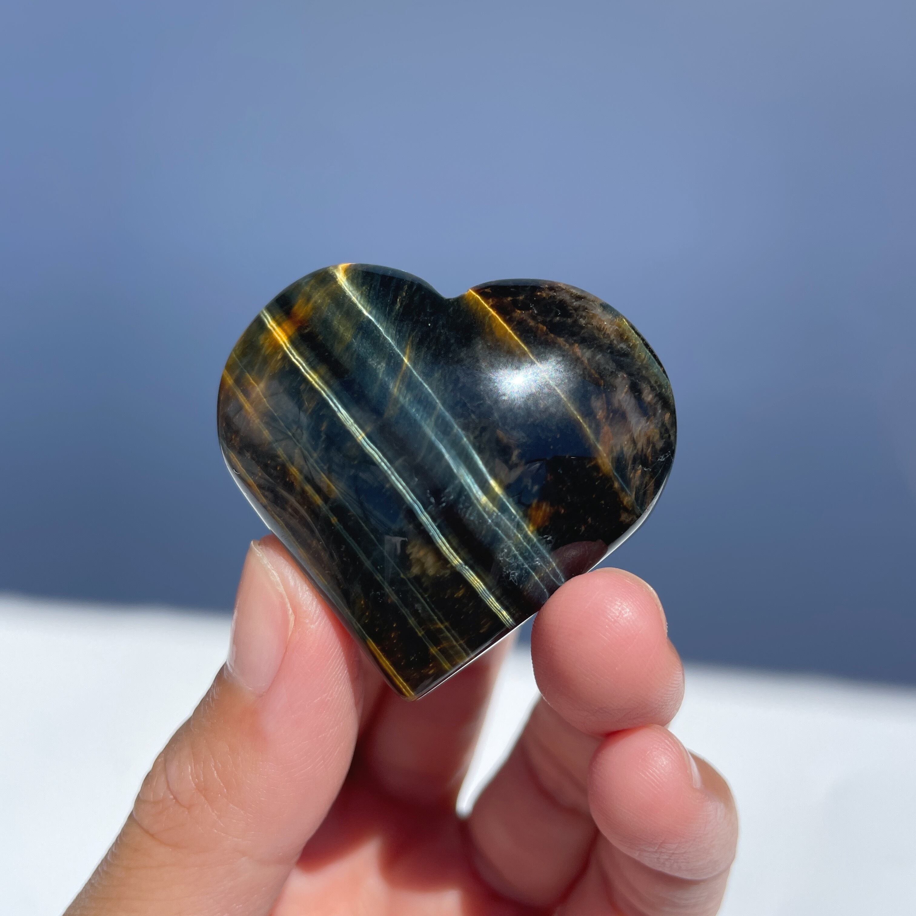 ブルータイガーアイ ハート01◇Blue Tiger's eye◇天然石・鉱物