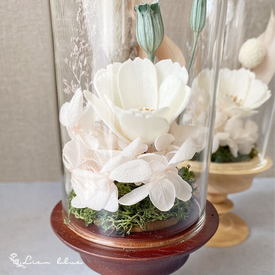 仏花 プリザーブドフラワー お仏壇 お供え ガラスドーム 薔薇 紫陽花