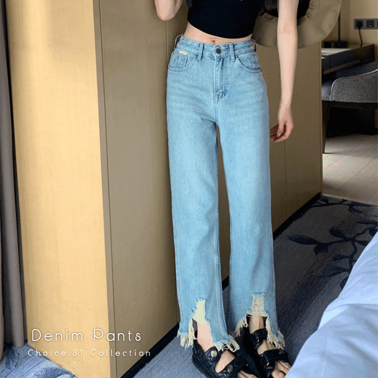 ダメージ加工 ストレート デニムパンツ レディースファッション Choice 31 レディースファッション通販