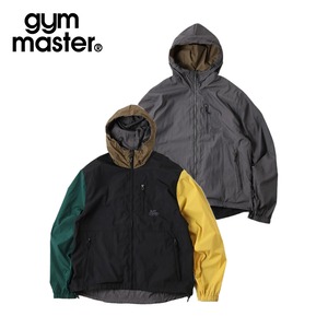 gym master ジムマスター リバーシブル ナイロン フードジャケット 軽量 防風 2WAY ライトアウター ジップアップ アウトドア G918635 BLKクレイジー×CCL