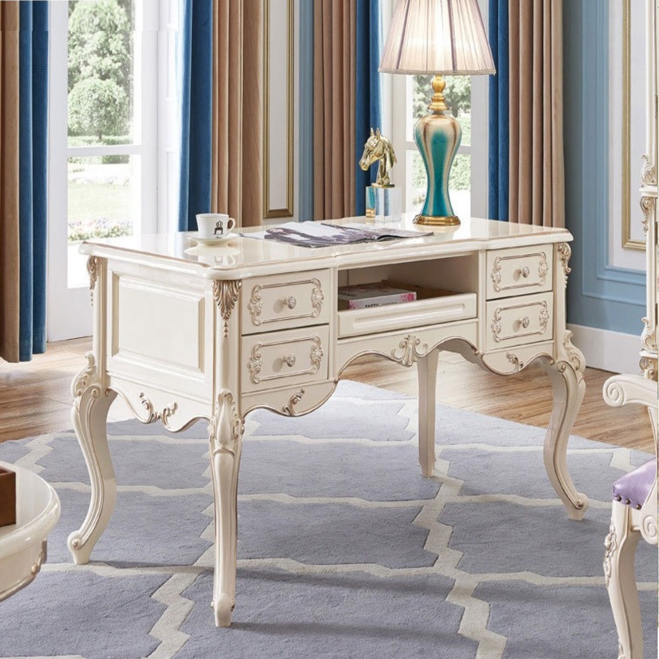 クラシックデスク 無垢材 上質感 ヴィンテージ風 アンティーク調