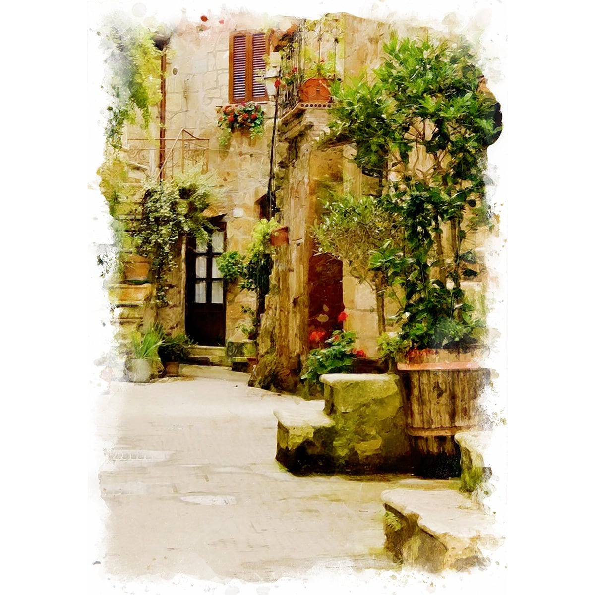 水彩画 風景画 フレーム付き 長引く 