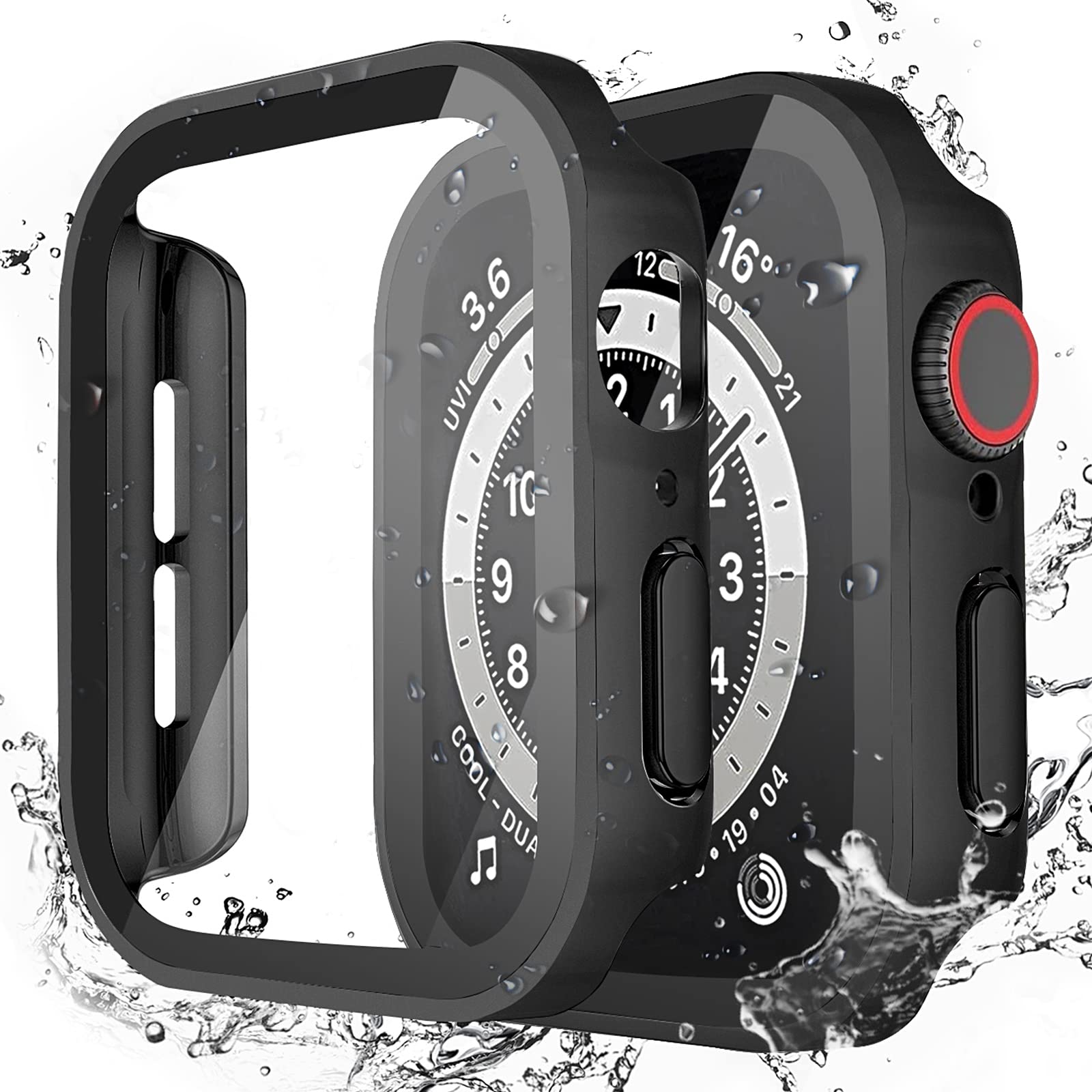 【在庫処分】対応 Apple Watch ケース Series 11/10/9/8/SE/7/6/5/4 44mm アップルウォッチ用 ケース 防水 一体型 新デザイン 3D直角エッジ 超薄型 PC+ガラス素材 高透過率 対応 Apple Watch カバー 全面保護 装着簡単 高耐久 耐衝撃 ブラック