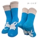 日本製　抗菌　防臭　猫　左右で１匹に♬　ソックス　靴下　レディース  　ブルー　ターコイズ