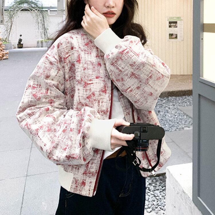 Tweed-style printed blouson 00110