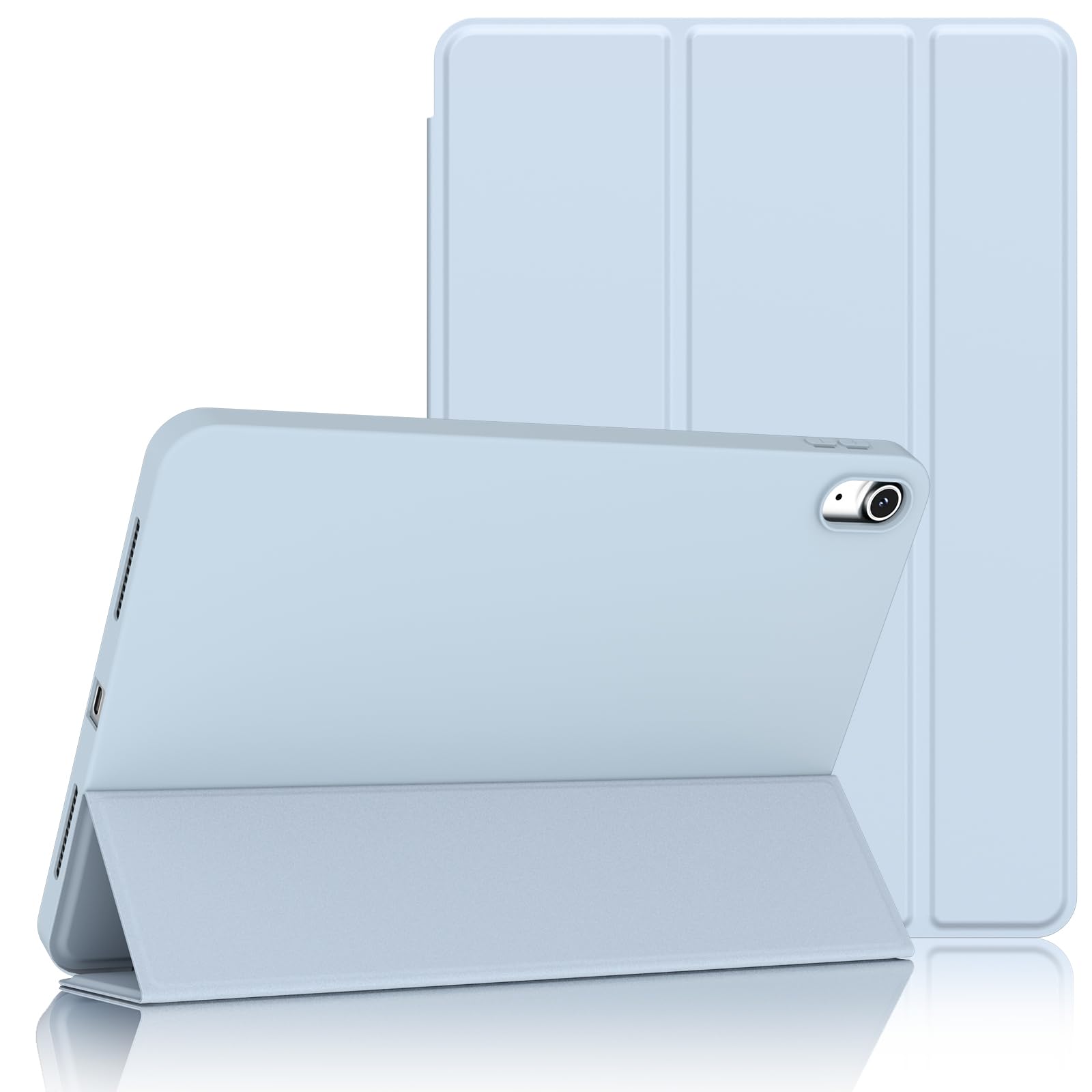 対応iPad 11世代 (A16)/10世代 ケース 11/10.9インチ 三つ折りスタンド ホルダー付き 軽薄 軽量 オートスリープ機能対応 耐衝撃 水色