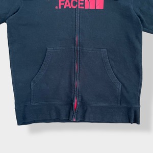 【THE NORTH FACE】ロゴ プリント パーカー フルジップ ジップアップ スウェット フーディー hoodie アウトドア M 黒 ノースフェイス us古着