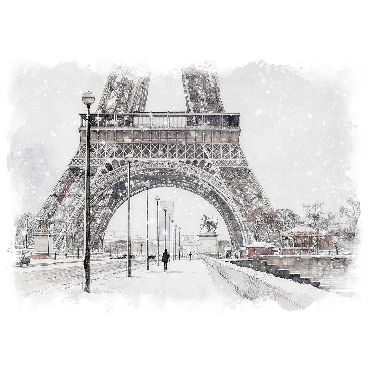絵画 風景画(街並み) フランス パリ エッフェル塔 インテリアアート額