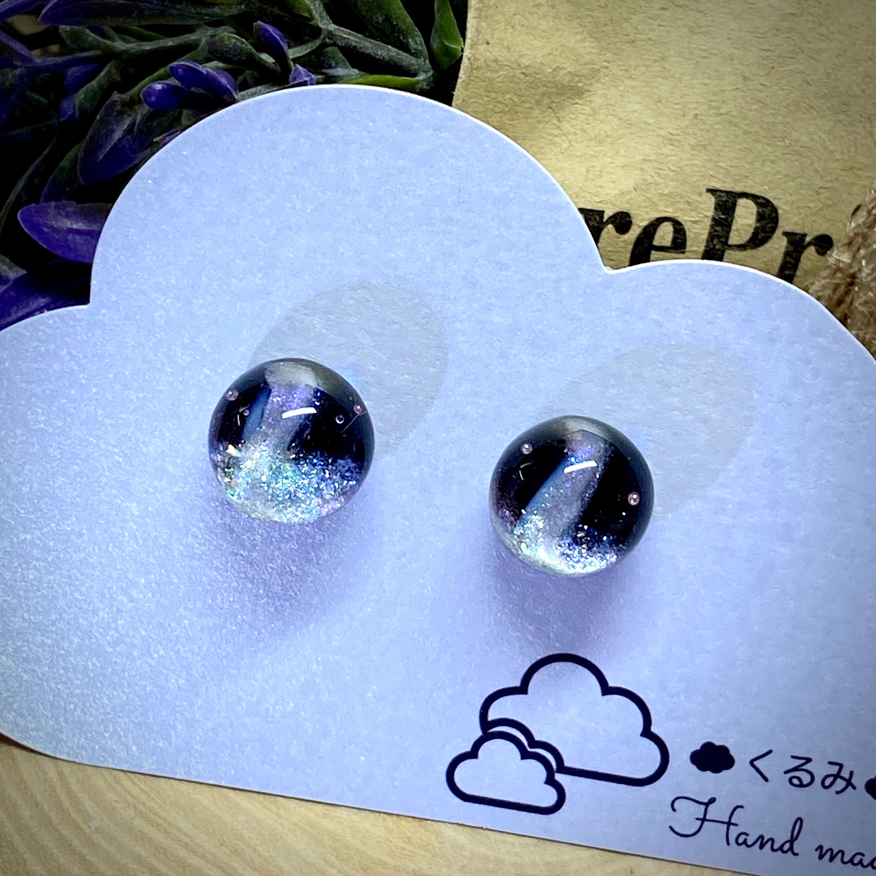 レジンキャッチ式ピアス 天の川 12mm サージカルステンレス a