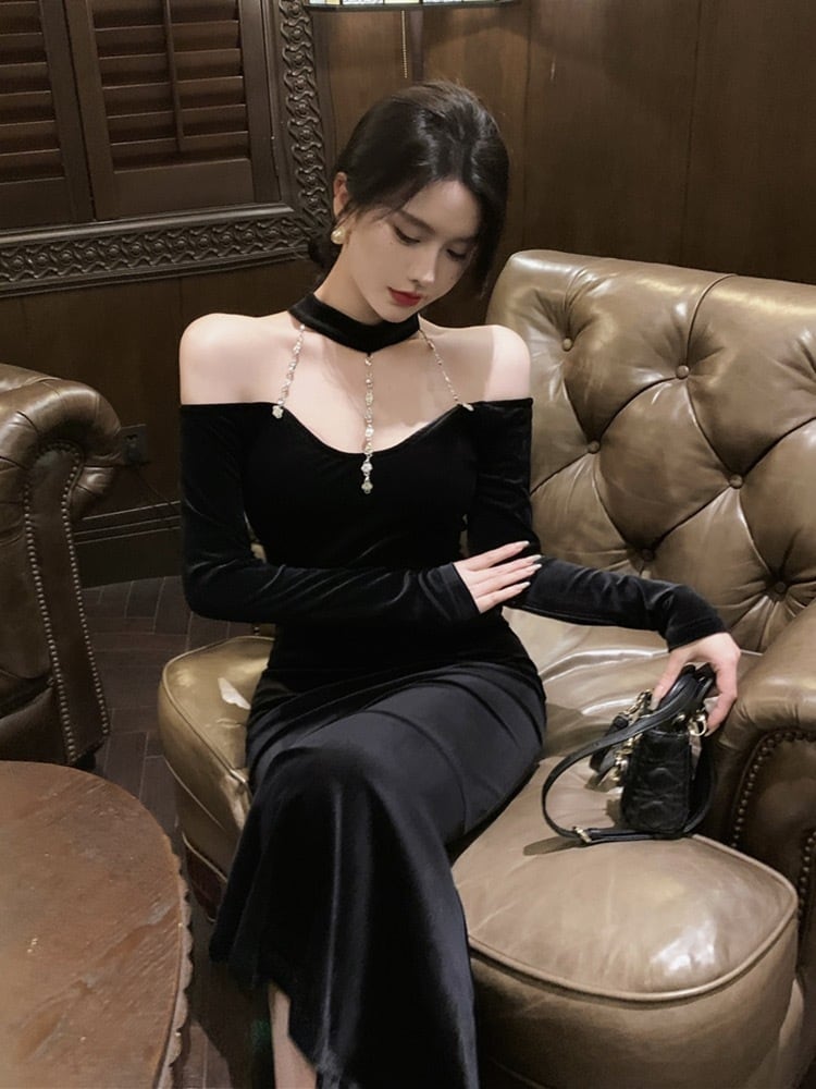 イブニングドレス ブラック ハイエンドテール ロング丈パーティ パーティードレス イブニングドレス ブラック ハイエンドテール ロング丈パーティ