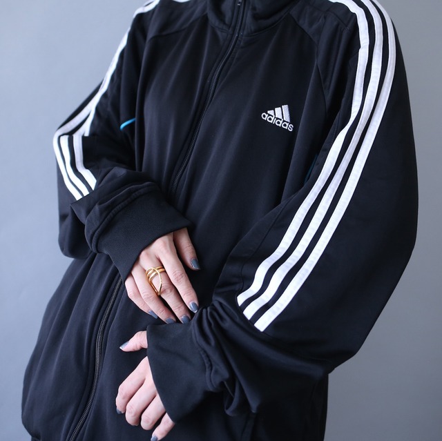 "adidas" black×white×blue good coloring track jacket