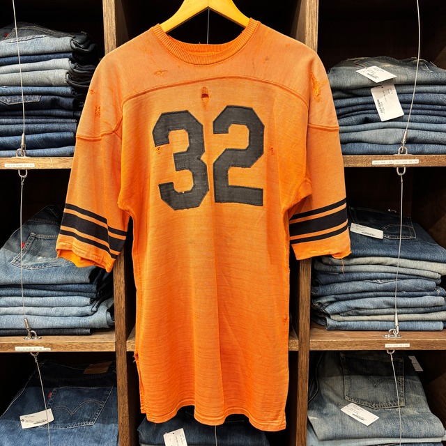 1950'S ATHLETIC SUPPLY 化繊 ORANGE FOOTBALL T-SHIRT