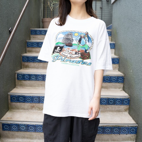 USA VINTAGE PIRATES PRINT DESIGN T SHIRT/アメリカ古着海賊プリントデザインTシャツ