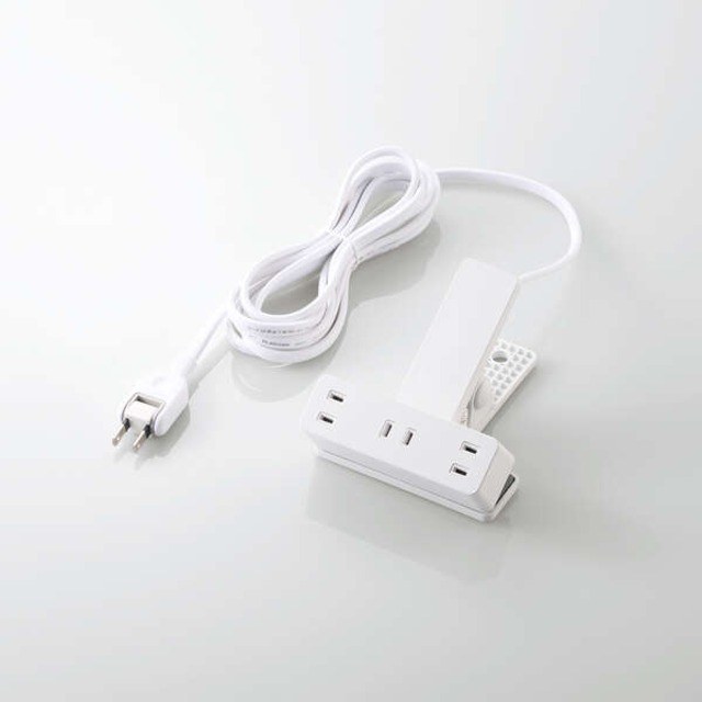 ELECOM エレコム シャッター・雷ガード付 クリップタップ 3.0m ECT-1430WH 2ピン式 3個口