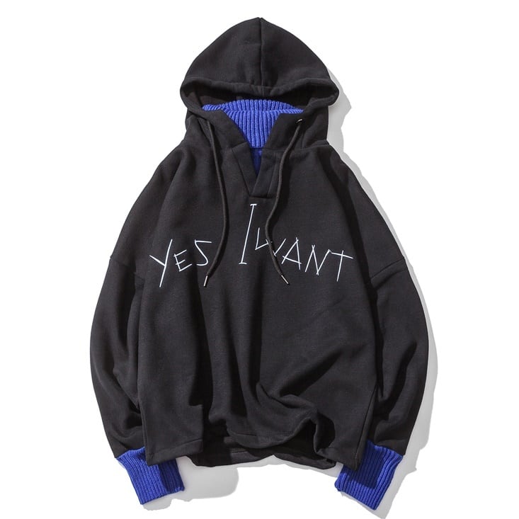 ジャケットパーカー Fake two piece hoodie 1517 ニットハイネックインパーカー フェイクツーピース | Korean unisex