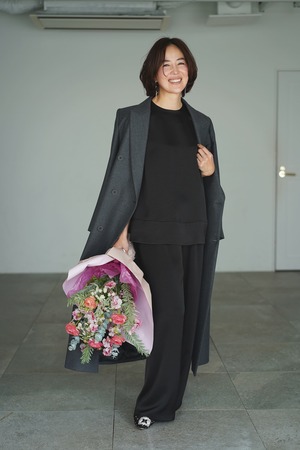 EVERYDAY PANTS wide satin ブラックオニキス