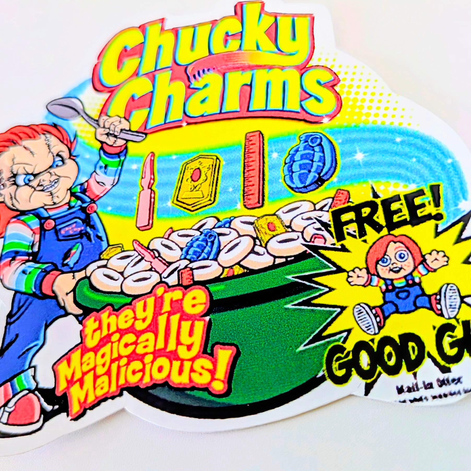 送料無料!!【 DIE-CUT STICKER / ダイカットステッカー】『 Child's Play / チャイルド・プレイ 』Chucky Charms / チャッキー / ステッカー / シール 〚アメリカン雑貨 アメトイ〛