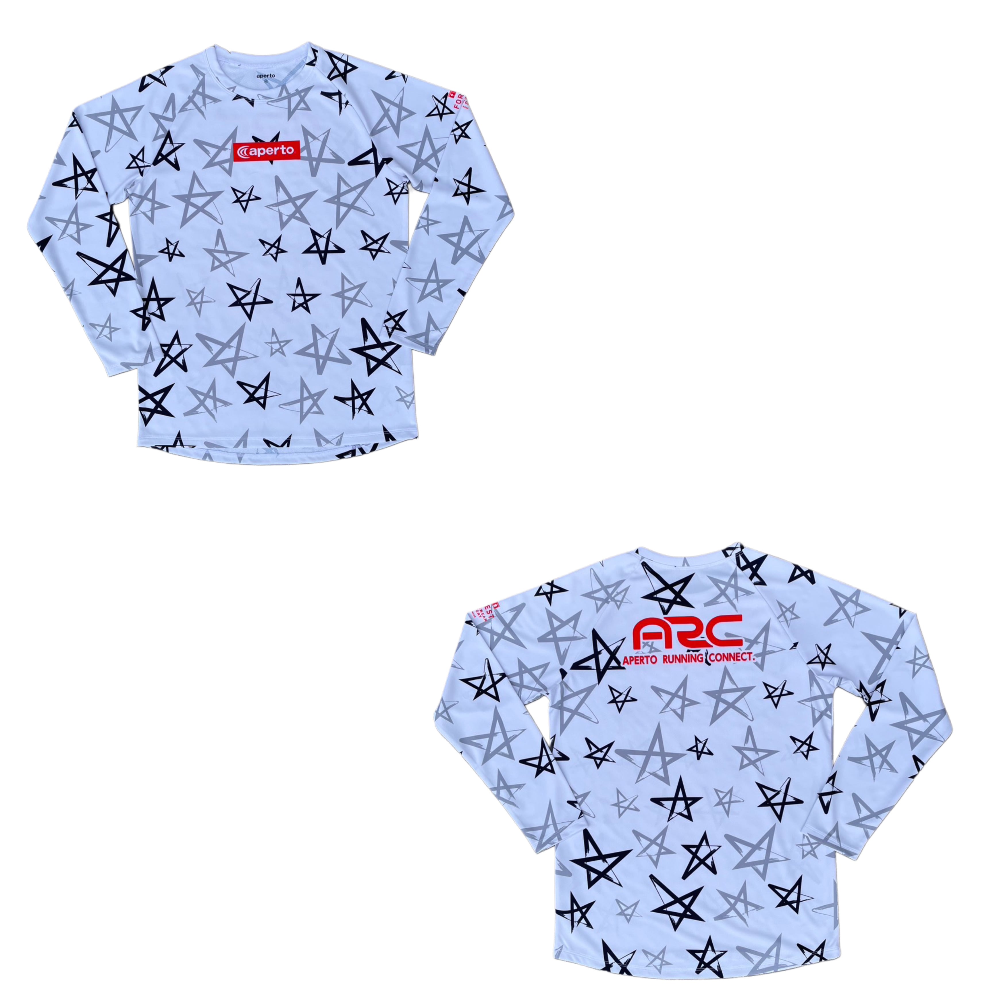 AP 125275】ユニセックス ランダムスター長袖Tシャツ ピュアホワイト