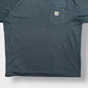 【Carhartt】2XL ビッグシルエット ワンポイント ポケットTシャツ ポケT カーハート FORCE ラグラン ダークグレー 半袖 夏物 US古着