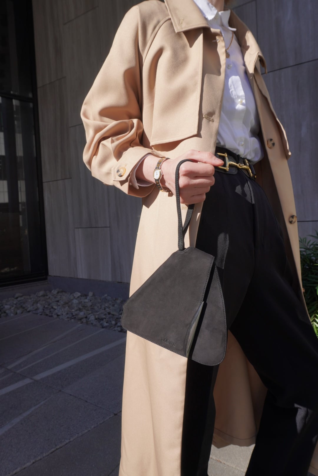 LOEWE ロエベ ハンドバッグ ブラック ロゴ スウェード ワンハンドル vintage ヴィンテージ オールド vfx75i