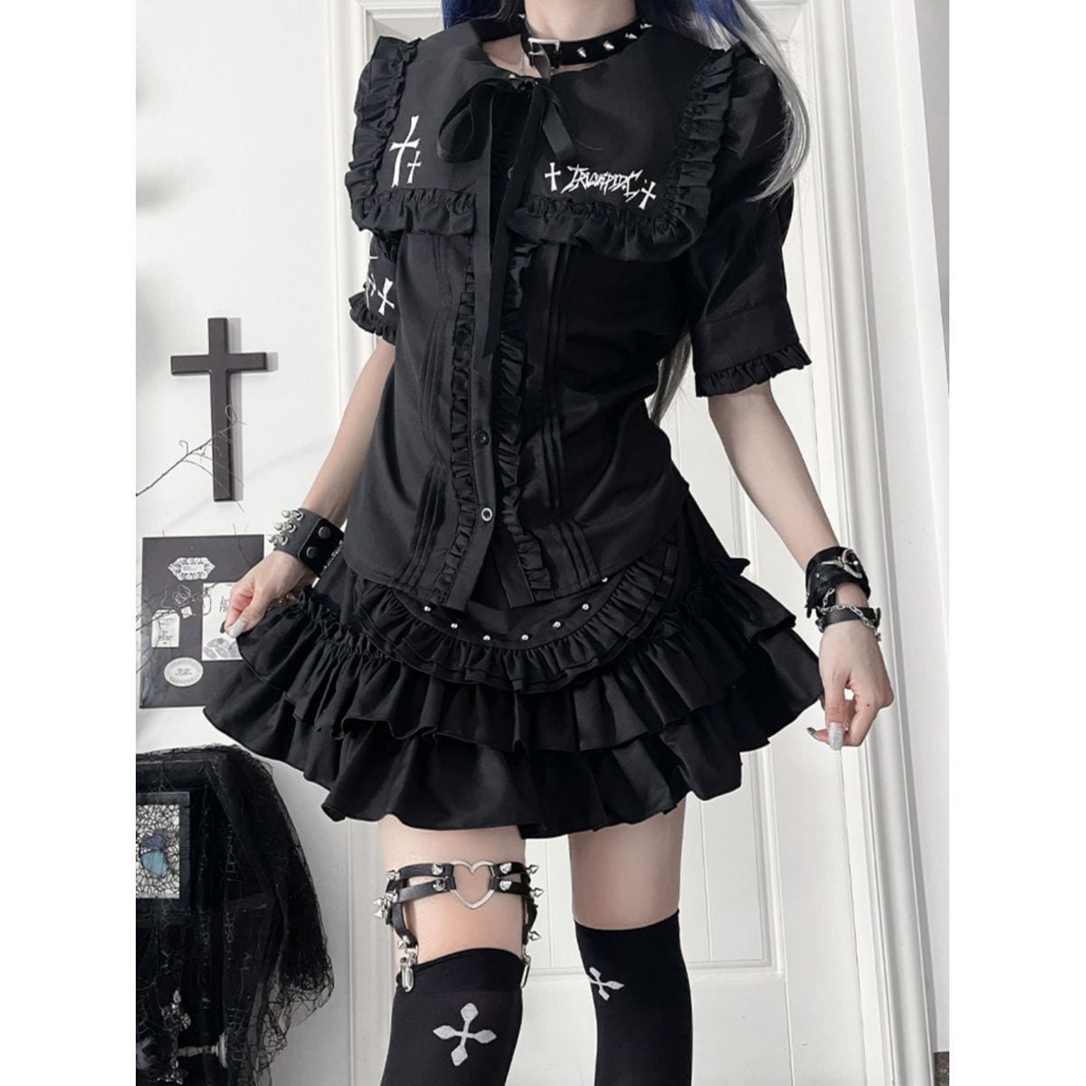 サブカル系フリルエプロン付きメイド服セット：スカート | Maiden's Rêve