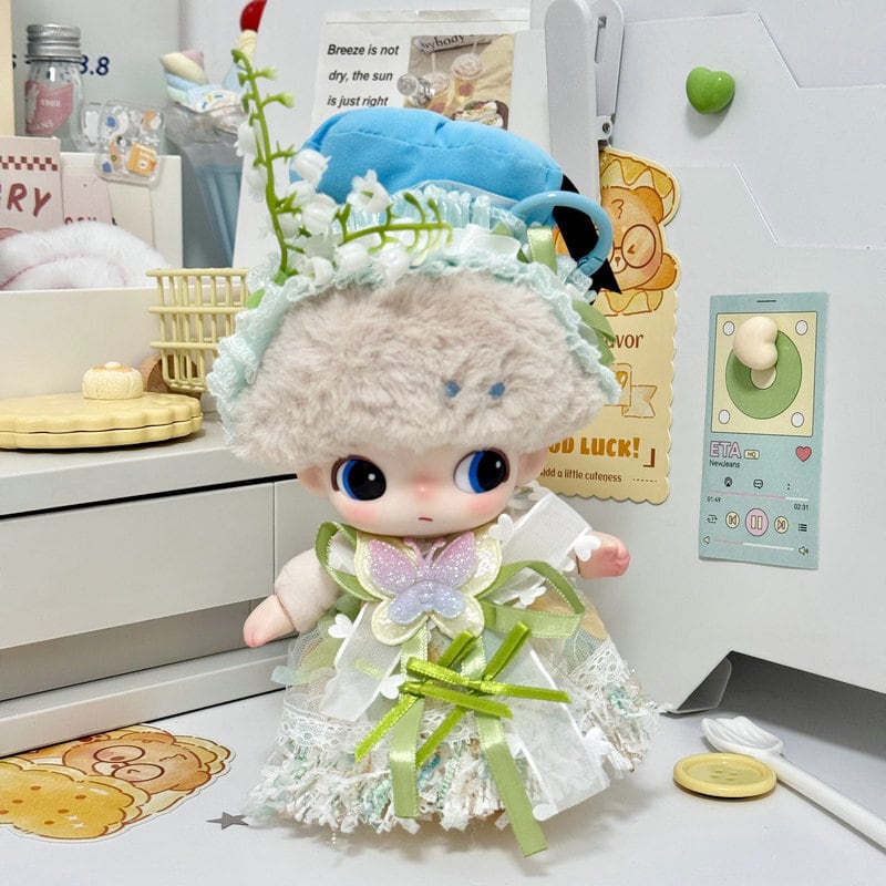 Dimoo用 蝶レースワンピース+鈴蘭ヘアバンド ぬいぐるみ エレガント