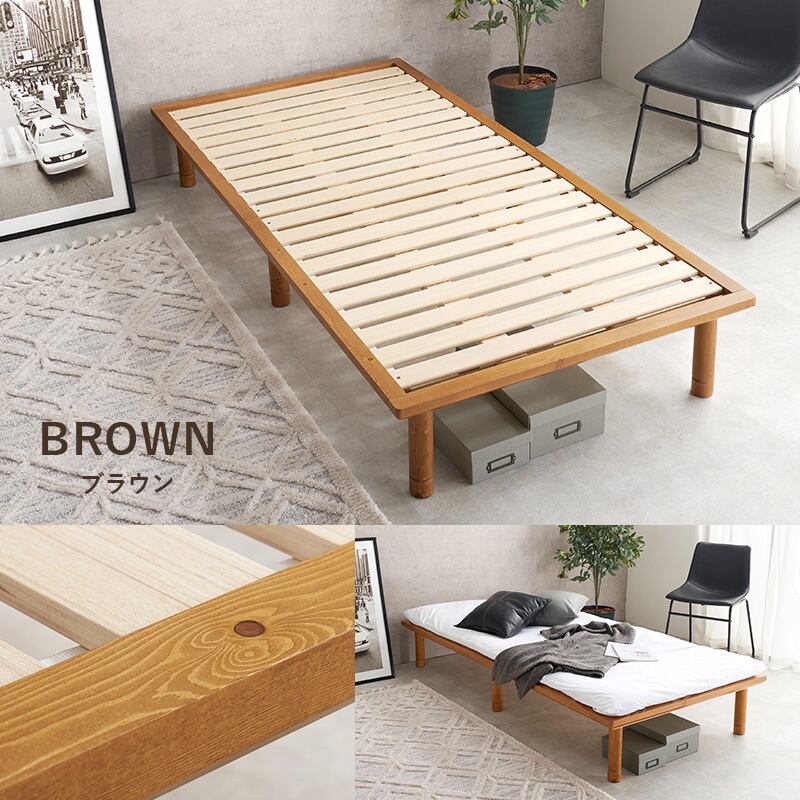 【組立式】耐荷重350kg シングルベッド すのこフレーム 2色展開 シンプル コンパクト 一人暮らし ワンルーム 幅102cm