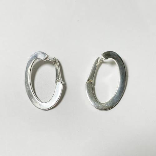 Old 925 Silver Oval Hinged Hoop Pirced Earrings