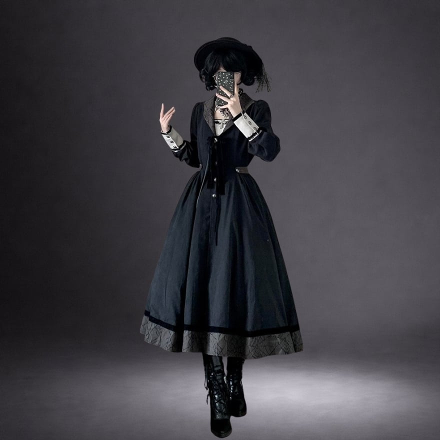ゴスロリ ワンピース ダークエレガント 暗黑 シック 秋冬ゴシック