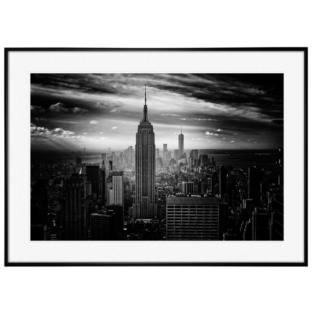 アメリカ写真 ニューヨーク エンパイア・ステート・ビルディングA インテリア モノクロアートポスター額装 AS0127
