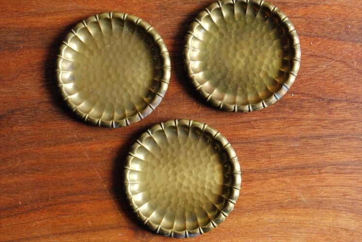 フランス アンティーク 】 真鍮 猫 プレート 豆皿 10cm ミニプレート