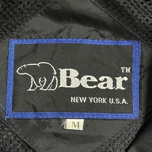 Bear USA ナイロンジャケット ライトアウター ワンポイントロゴ バックプリント ベアー クマ 黒 us古着