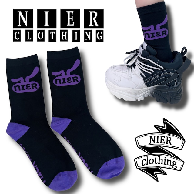 NIER BICOLOR SOCKS【PURPLE×BLACK】