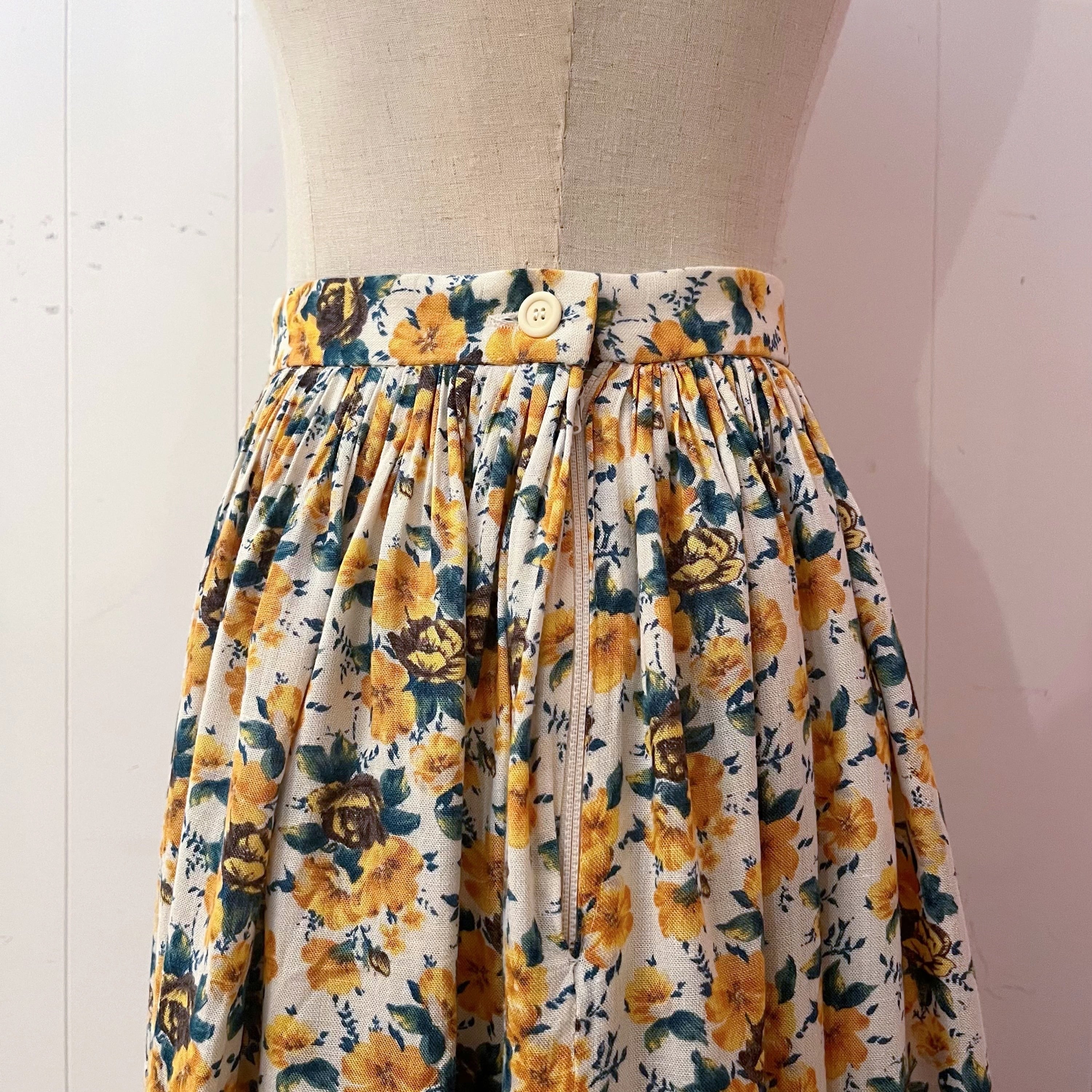yellow pansy gather skirt