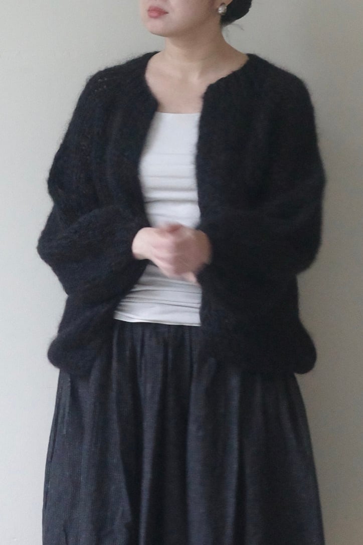 Maiami マイアミ / MOHAIR PUFFY SLEEVE SMALL CARDIGAN(BLACK)