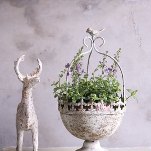 mondimanche 植木鉢　オワゾーカップポットSW  UF665｜シャビーシック　１ぽっとを植えてカワイイ　脚付き　２０cmで飾りやすいサイズ感