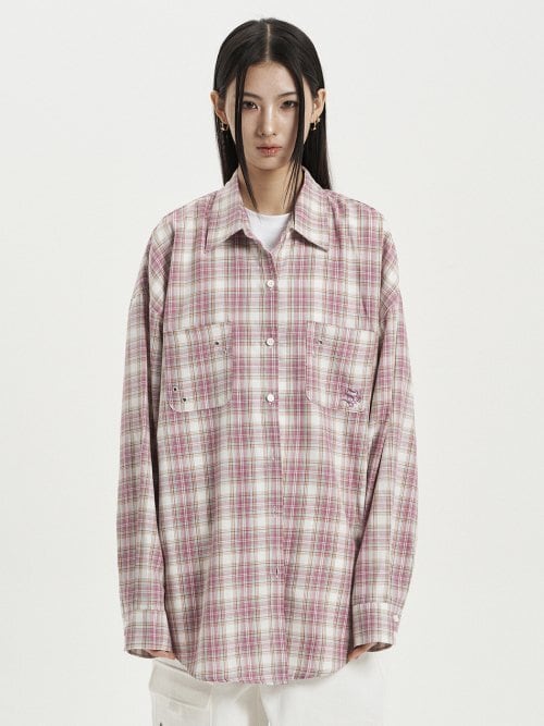 再入荷！☆aespa カリナ 着用！！【SETUP-EXE】OVER CHECK SHIRT