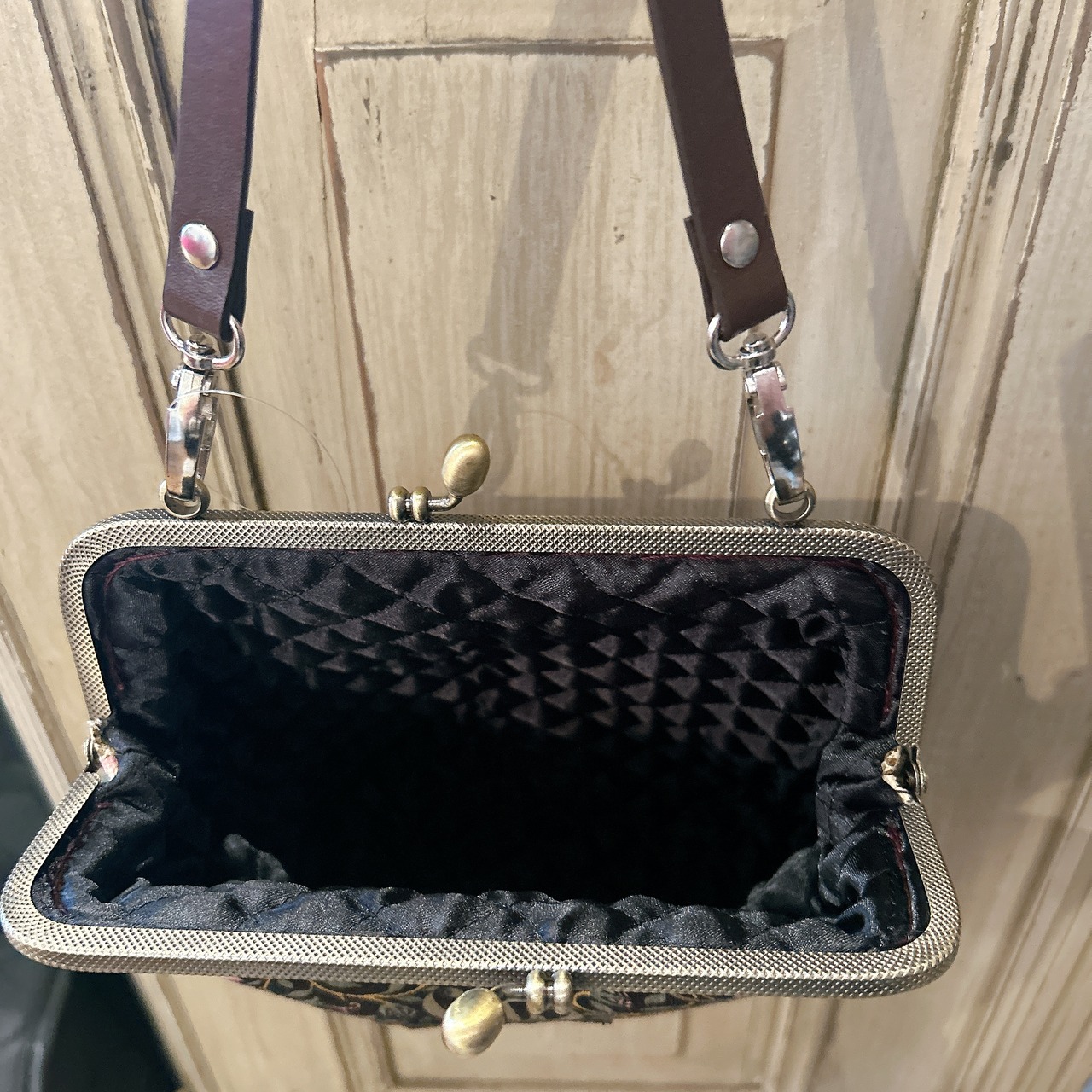［William Morris］がま口ハンドバッグ　いちご泥棒　内ポケットなし