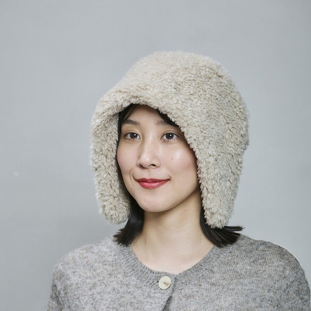 【2026AW】シープボアフードワッチ｜ベージュ／ブラック／ブラウン　　Shearling-Style Hooded Beanie