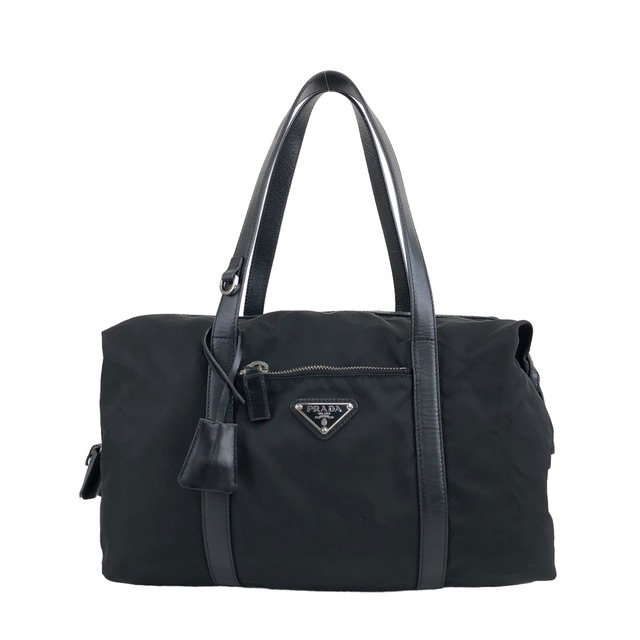 PRADA プラダ ハンドバッグ ブラック トライアングルロゴ ナイロン ボストンバッグ vintage ヴィンテージ オールド avf75u