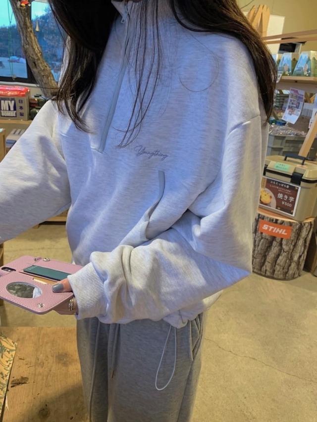 (予約) pretty young thing / People half zip up mtm 2color　