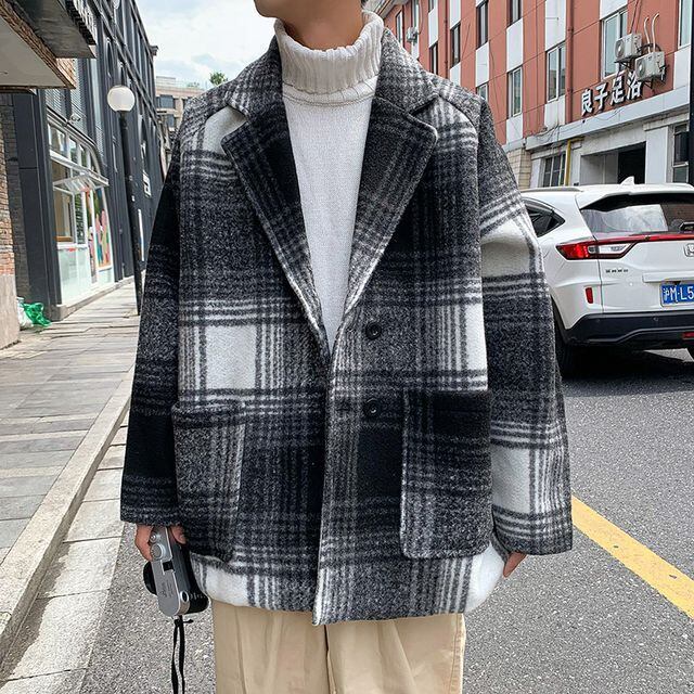 【予約販売】ジャケット メンズ チェック柄 グレー ブラウン ドレスアップ シック 防寒 お洒落 こなれ感 ベーシック 秋冬 大きいサイズ M/L/XL/2XL