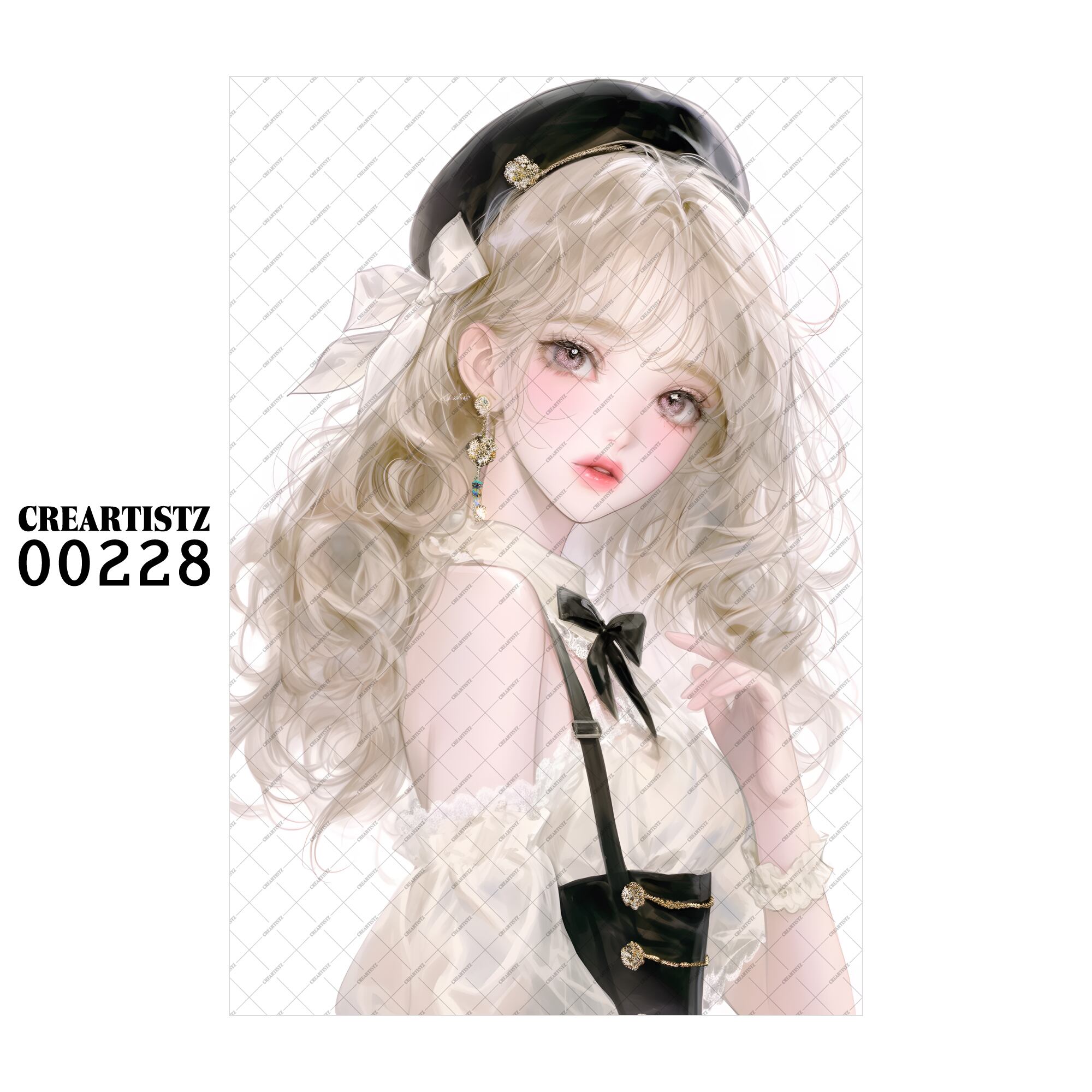 00228 ガール キュート オリジナル ペーパー/ステッカー 4枚セット CREARTISTZ