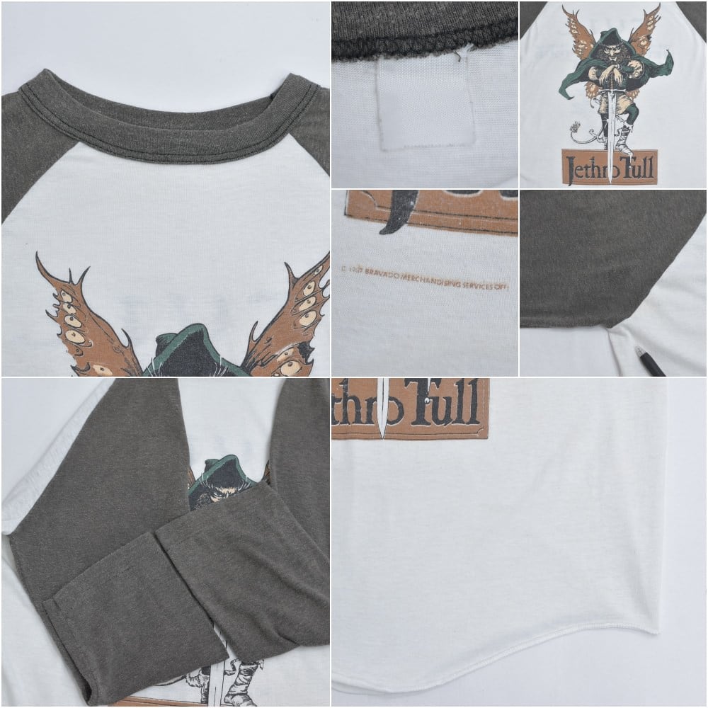 80s JETHRO TULL 1988 ラグラン切替 ツアー Tシャツ バンドT ロックT